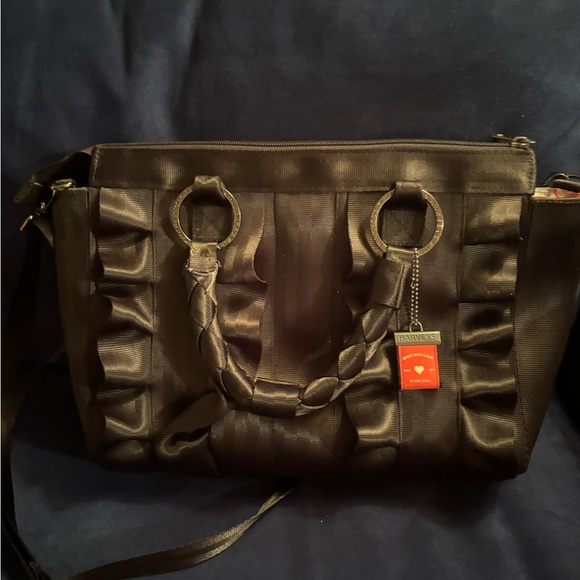 Harvey's Seatbelt LOLA Ruffle Satchel Bag Purse Black 25th Anniversary - Picture 2 of 4